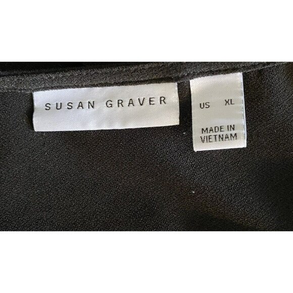 COPY - Susan Graver Tank Top Size XL Black Scoop Neck Pleated Gathered Side Bod… - Picture 6 of 8
